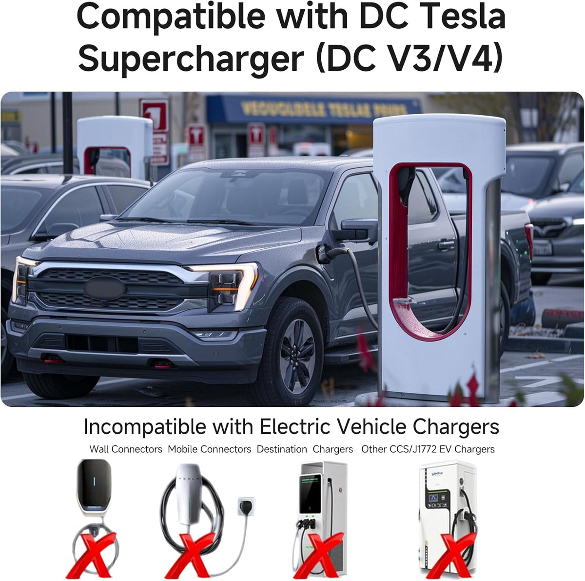 for Tesla Supercharger to CCS1 Adapter [Max 500A, 1000V] NACS to CCS Electric Vehicle Charging Adapter DC Fast Charging Fit for Rivian, Ford, GM, Volvo, Polestar EVs at Tesla Superchargers
