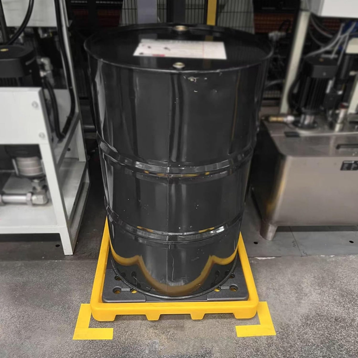 Drum Containment Spill Pallet, Industrial Nestable Oil Drums Leak-Proof Tray, Garage Storage Detachable Anti Slip Polyethylene Platform with Drain (Color : Yellow-5 Pack, Size : 13.4"x13.4"x