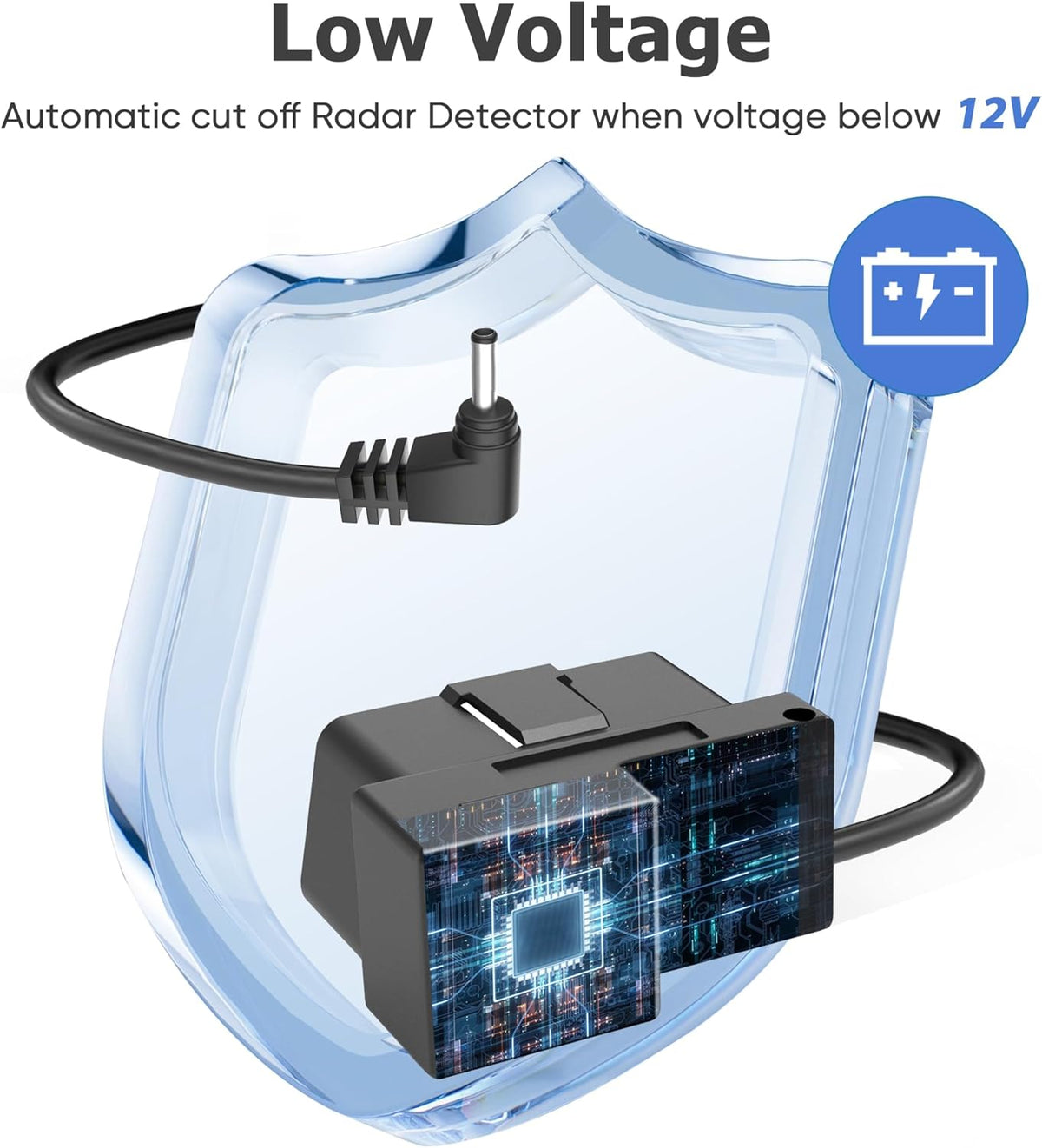 OBD Power Cable for Radar Detector,OBD to DC3.5 Radar Detector Cord,OBDII Charger Cable, Compatible with Cobr 380 480i Unide DFR1 Radenso Whistler 78se Cr97 etc Detector