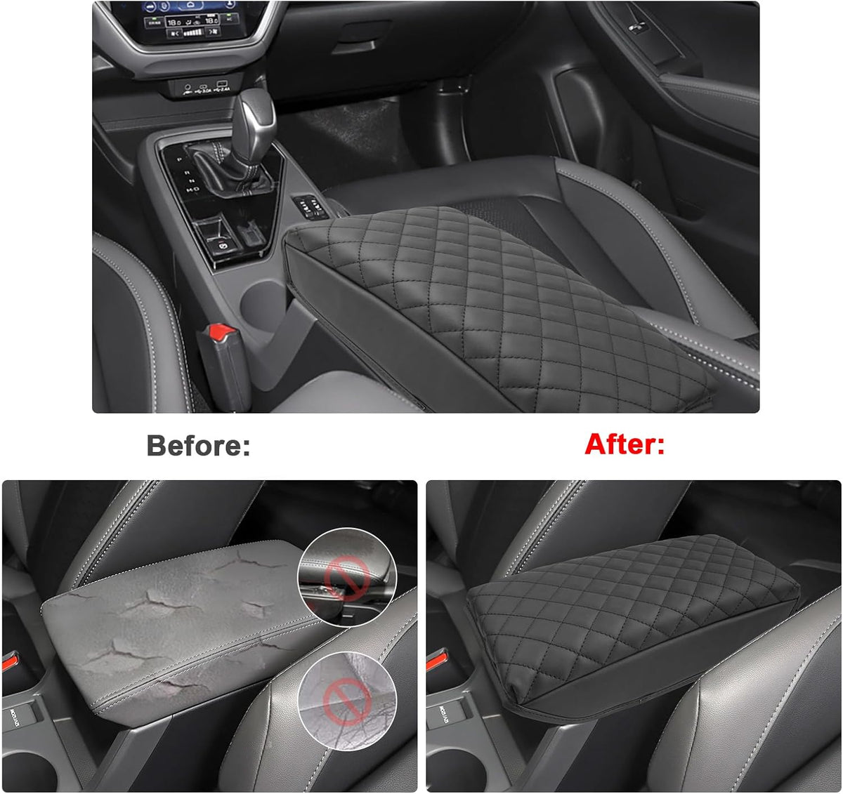 SXCY for 2024 2025 Crosstrek Armrest Cover (Thickened) for Subaru Crosstrek 2025 Accessories 2024 2025 Crosstrek Center Console Cover 2025 Crosstrek Middle Console Cover (Checked Pattern)