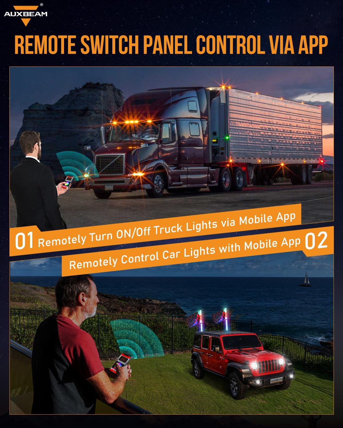 Auxbeam 8 Gang Switch Panel Bluetooth AR-800 RGB Switch Pod with Backlit Off Toggle Momentary Pulsed Auxiliary Switch Panel for Truck SUV ATV Marine RV Multifunction 12-24V Waterproof 2 Years Warranty