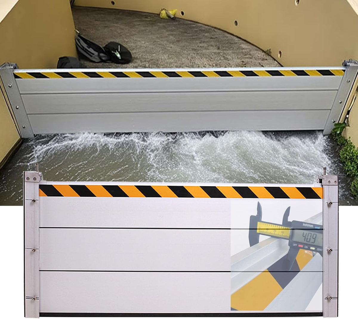 Reusable Heavy Duty Aluminum Flood Barriers for Home Exterior, Flood Protection Barriers Water Barrier Door Quick Detachable Garage Doors Detachable Mobile Rain Water Baffle ( H 15.7 inch L 15FT)