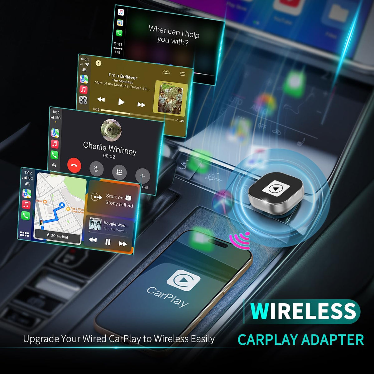 Wireless CarPlay Adapter for iPhone - Mini USB Design, Plug & Play, Auto Connect,Convert Wired to Wireless CarPlay in Seconds, iOS 10+ Compatible (2025 Upgrade) for Cars 2016+(Silver)