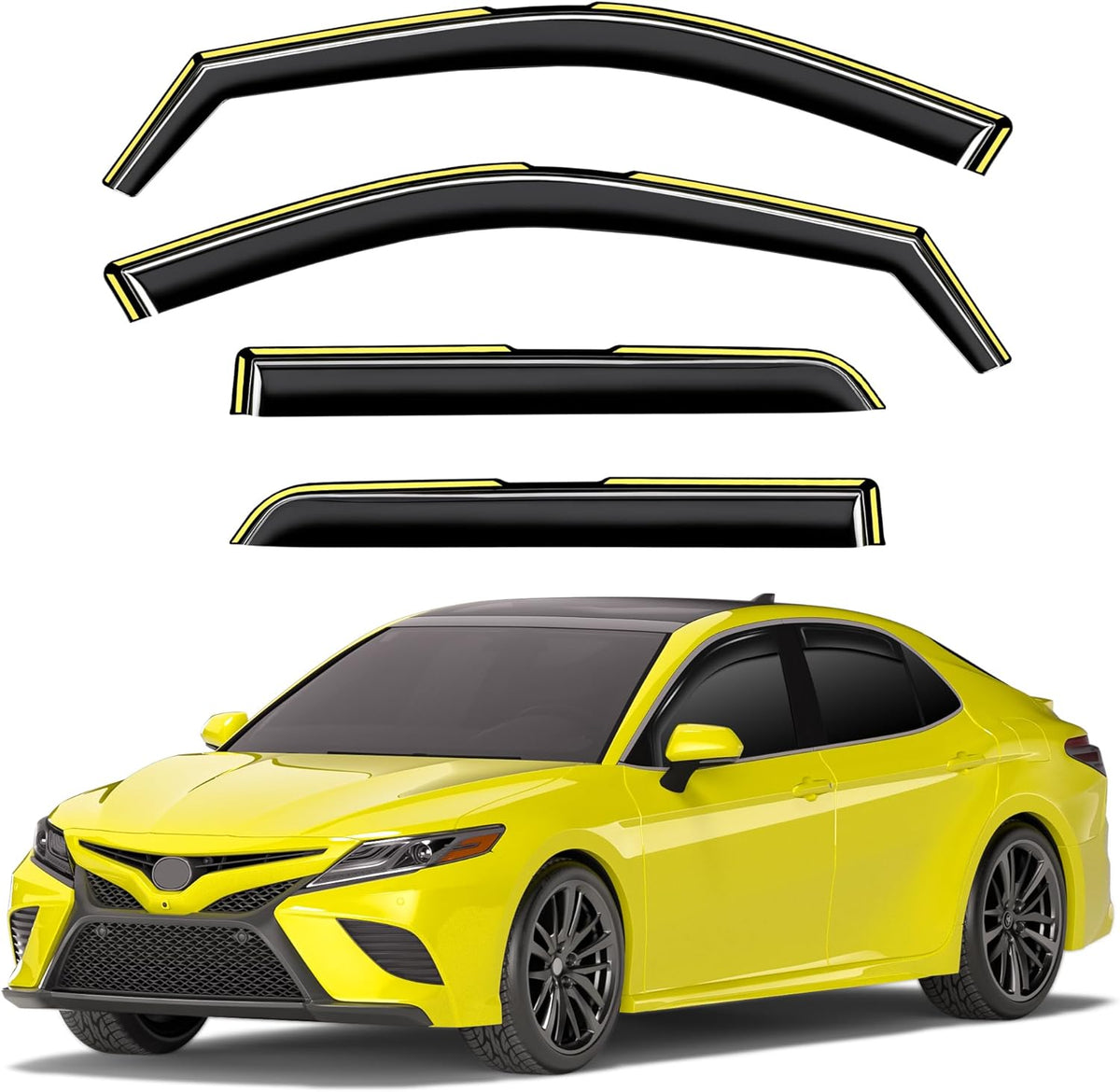 in-Channel Window Rain Guards Fit for Toyota Camry 2018 2019 2020 2021 2022 2023 2024 Extra Durable Window Deflectors Vent Visors Shades Exterior Car Accessories Visors Rain Guards - 4 pcs