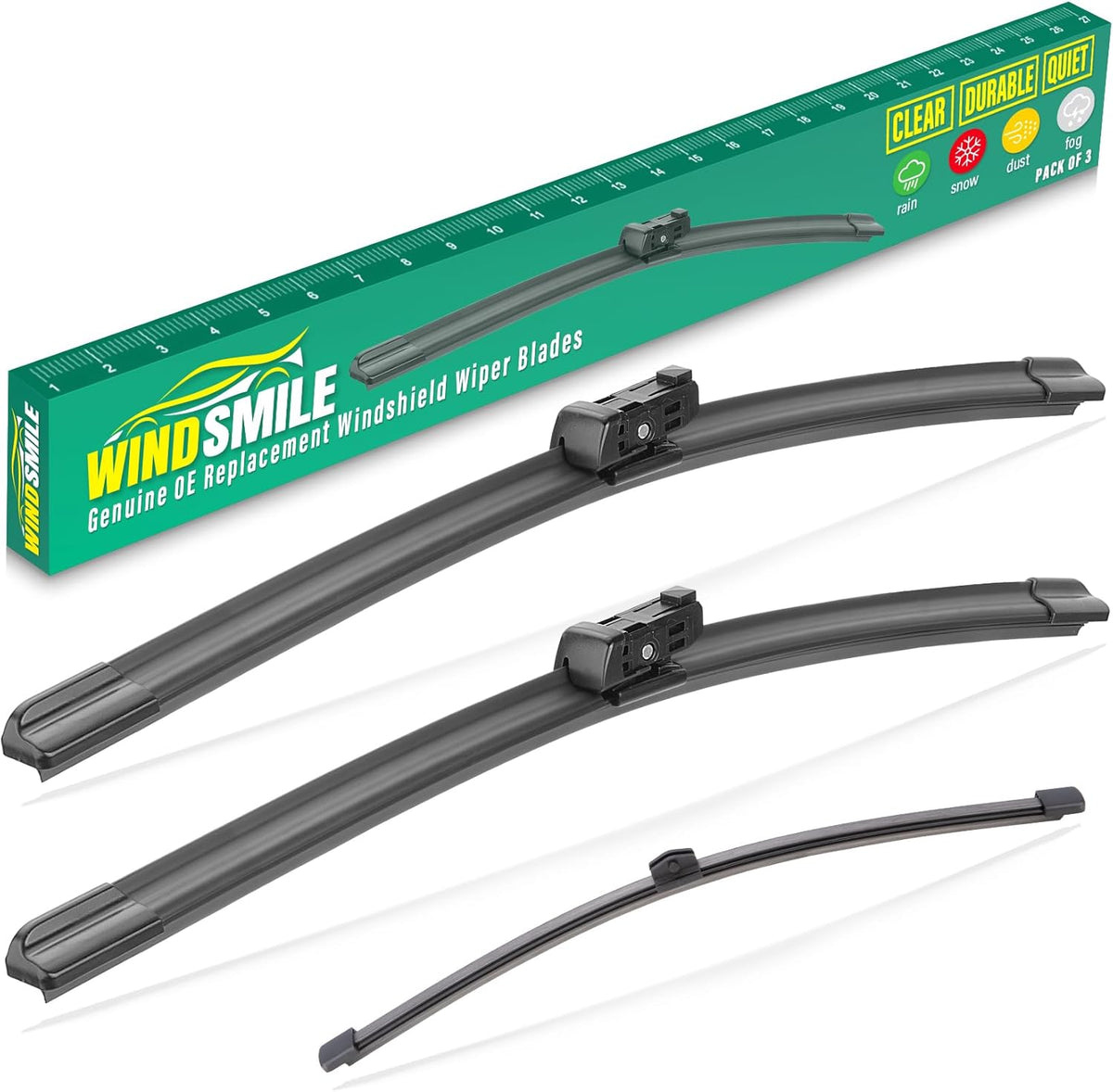 27" 20" 15" Windshield Wiper Blades Replacement for Audi Q7 SQ7 2016 2017 2018 2019 2020 2021 2022 2023 2024 Q 7 Premium All Weather Front Rear Wipers Set - OEM Quality (Pack of 3)