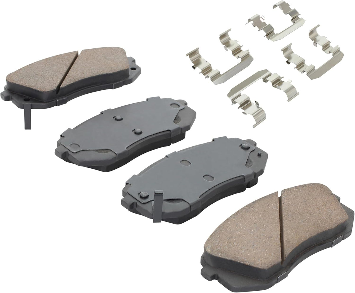 Premium Ceramic Front Brake Pads (1001-1295C) Compatible with Hyundai Sonata 2015-2015, Kia Cadenza 2014-2016, Kia Rondo 2007-2012, Kia Soul EV 2015-2017, Kia Sportage 2011-2016