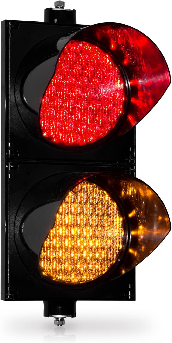 BBMI AC85-265V Red/Yellow 200mm(8inch) Traffic Light, Stop and Go Light, Led Traffic Signal Light, PC Housing Outdoor Waterproof IP65 Industrial, Cobweb Lens Led Warning Light.