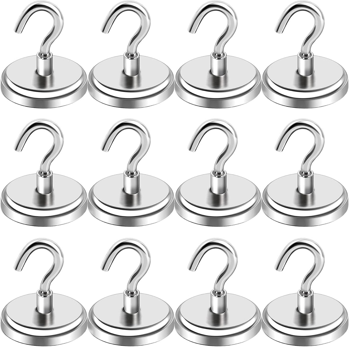 LOVIMAG 100LBS Heavy Duty Magnetic Hooks, Strong Neodymium Magnet Hooks for Hanging, Rare Earth Magnets with Hooks for Locker Accessories, Kitchen, Classroom, Office, Ceiling,Cruise Cabins, etc-12pcs