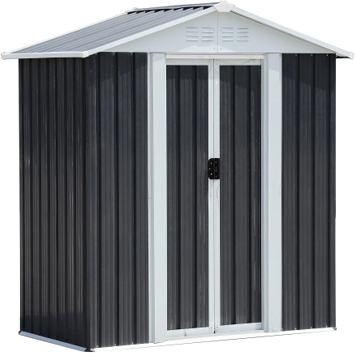 Outdoor Sheds 5FT x 3FT Outdoor Storage, Metal Anti-Corrosion Utility Tool House with Lockable Door & Shutter Vents，Outdoor Waterproof Garden Tool Metal Storage Sheds （Grey）