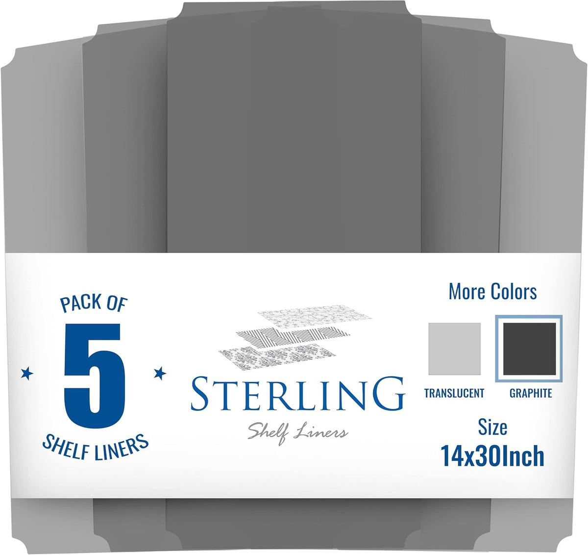 Shelf Liners for Wire Shelf System: Set of 5 in Graphite: 14 x 30 inch: Plastic Wire Shelving Shelf Mats