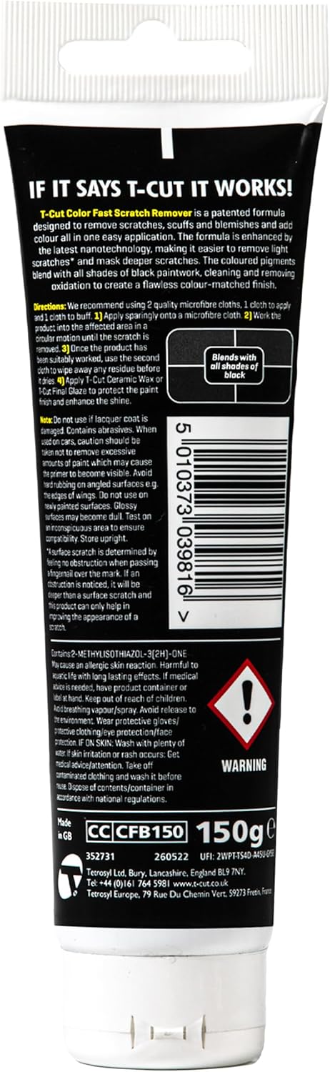 T-Cut Black Scratch Remover, Color Fast Car Wax Polish Color Enhancer, 5.3 Oz