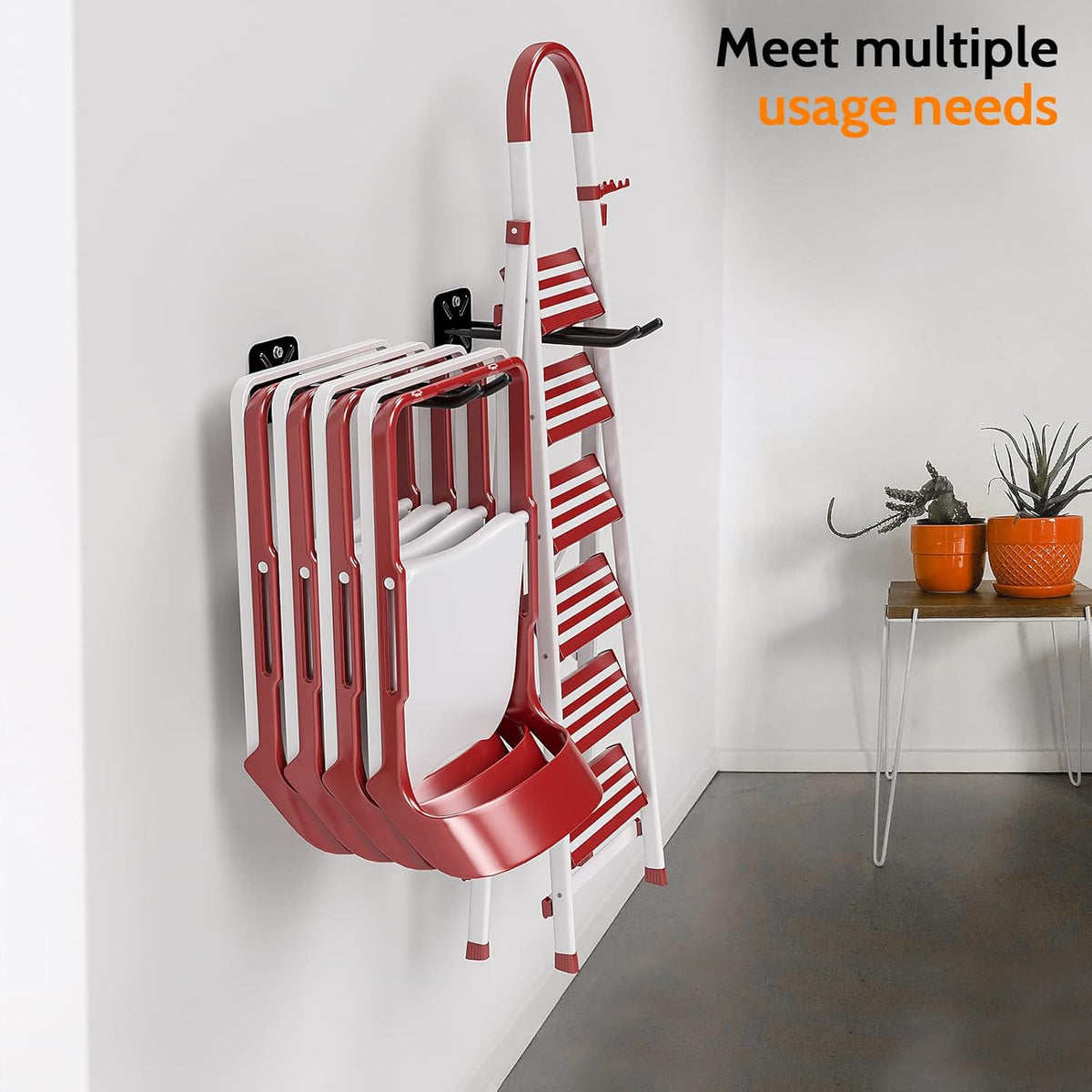 2PCS Racks for chairs,12.4 inch Garage Hooks,Heavy Duty Hooks,Wall Mount Garage Hooks,Hanger for Garage Wall,Heavy Duty Storage Hangers,Organizer to Chairs,Power Tools,Garden Tools,max 120lb.