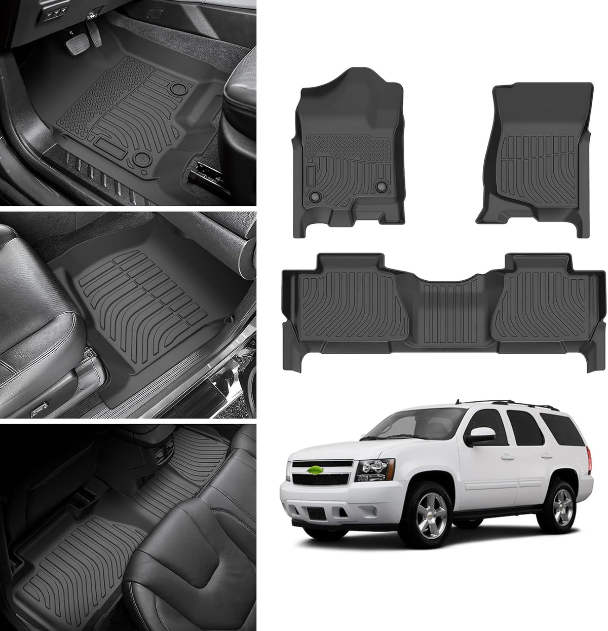 Cartist Floor Mats for Chevy Tahoe & GMC Yukon 2007-2014 (Not for Yukon XL) All Weather Floor Mat for Tahoe Accessories Heavy Duty TPE Waterproof Carpet Protection