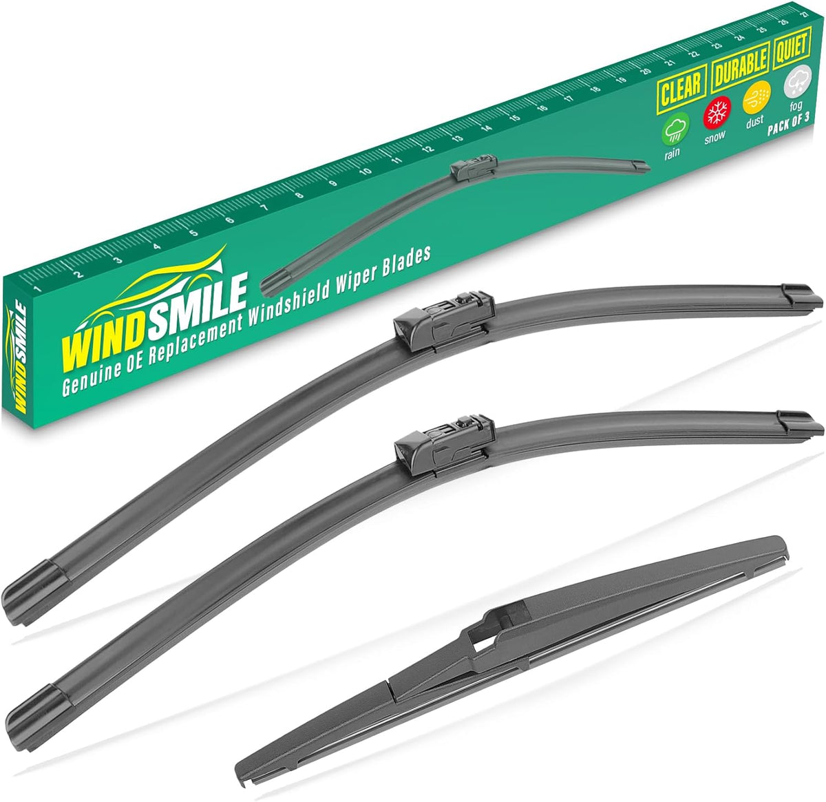 26" 16" 12" Windshield Wiper Blades Replacement for LEXUS NX NX200t 2015 2016 2017 / NX300 2018-2021 / NX300h 2015-2021 Premium All Weather Front Rear Wipers Set - OEM Quality (Pack of 3)
