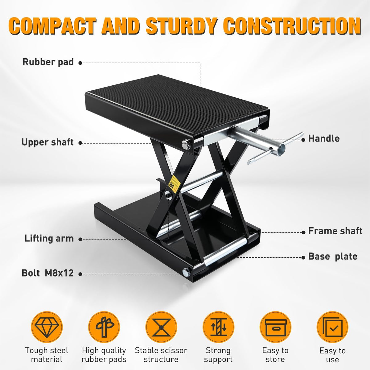 Nilight Motorcycle Lift Jack 1100 LBS Motorcycle Scissor Jack Stand Lift with Wide Deck Crank Handle 3.4"-14.2" Steel Scissor Hoist Garage Repair Lift Table Jacks for Motorcycles ATV Dirt Bike, Black