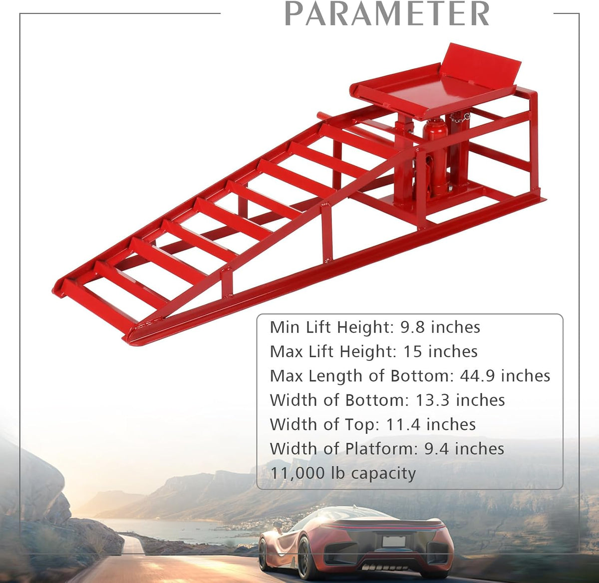 5 Ton 2 Pack Hydraulic Car Ramp Elevator 10000 Lbs for Auto Car Truck Trailer Garage Service Vehicle Ramp Lift Jack Hydraulic Lift (Red)