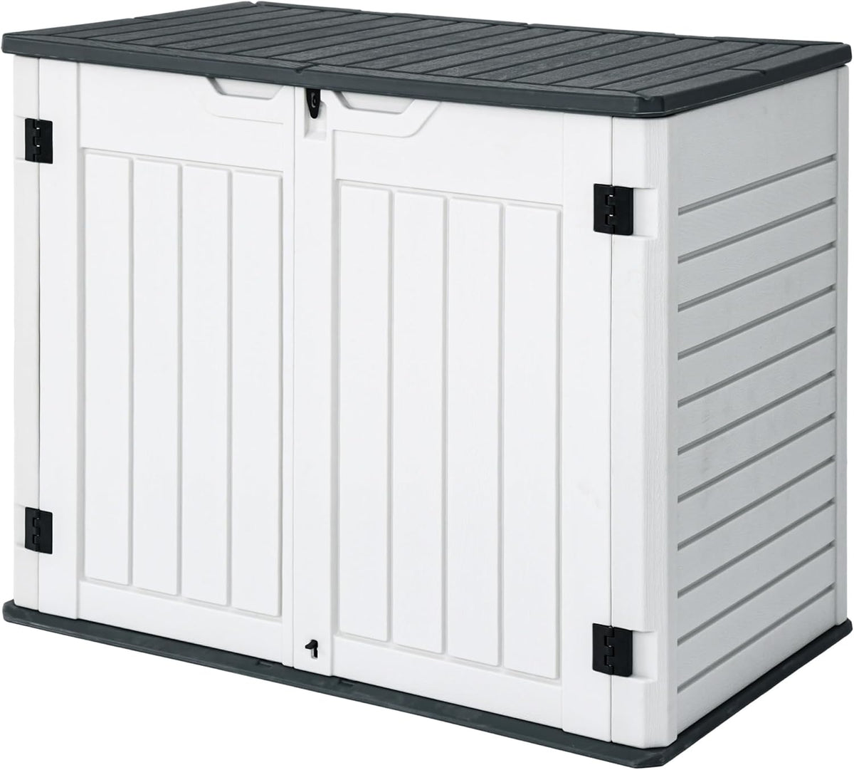 GOOBED Horizontal Shed with Padlock Latch, Outdoor Storage Shed for Backyard and Garden, 35 Cu Ft Small Storage, Waterproof, Easy Assembly, Light Gray