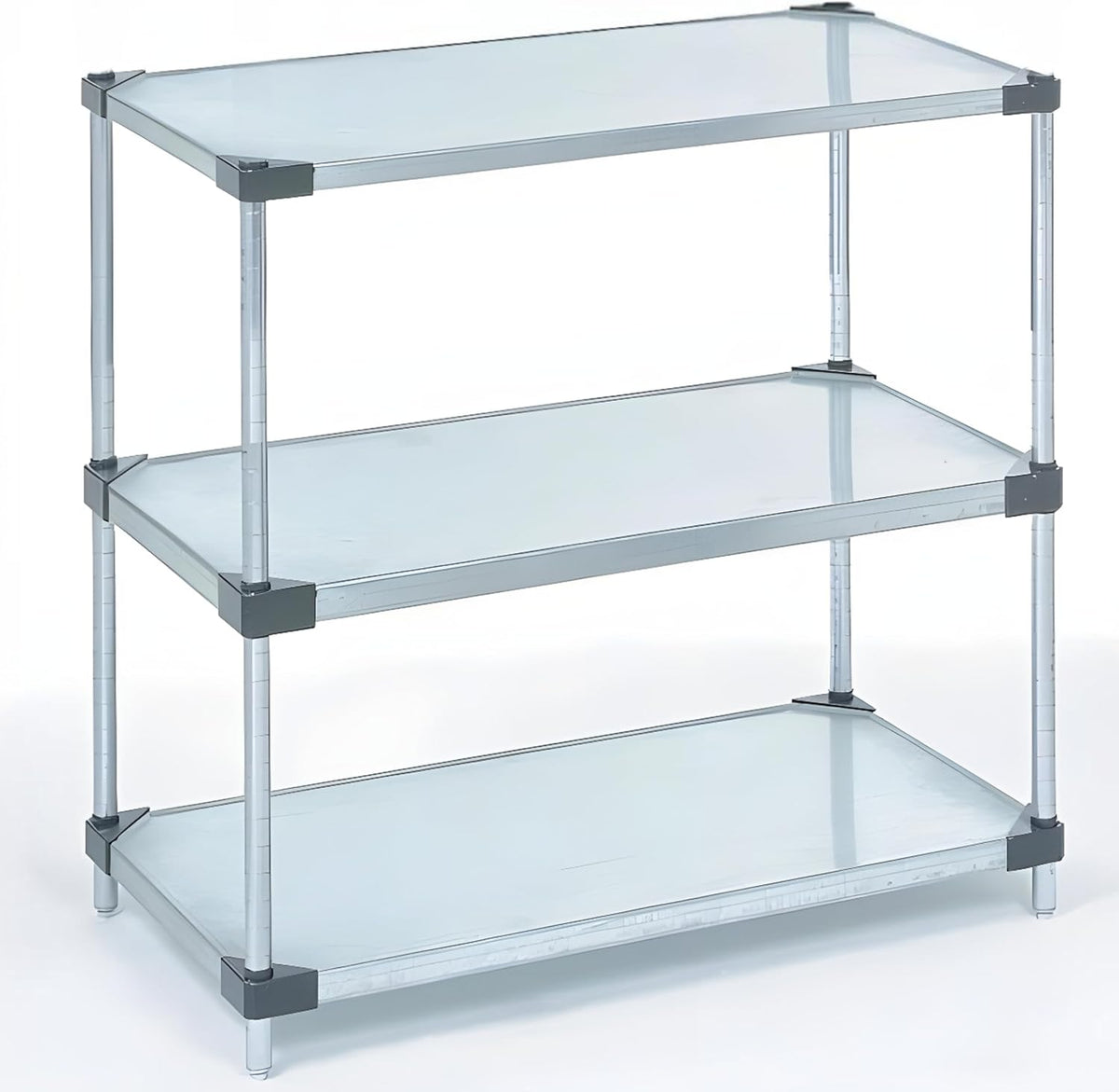 Omega 3-Tier Solid Galvanized Shelves, 24" Deep x 42" Wide x 34" HighHeavy Duty Storage Rack, Shelving Unit, NSF Certified, Ideal for Kitchen Garage Office Restaurant Warehouse 800-lb Capacity