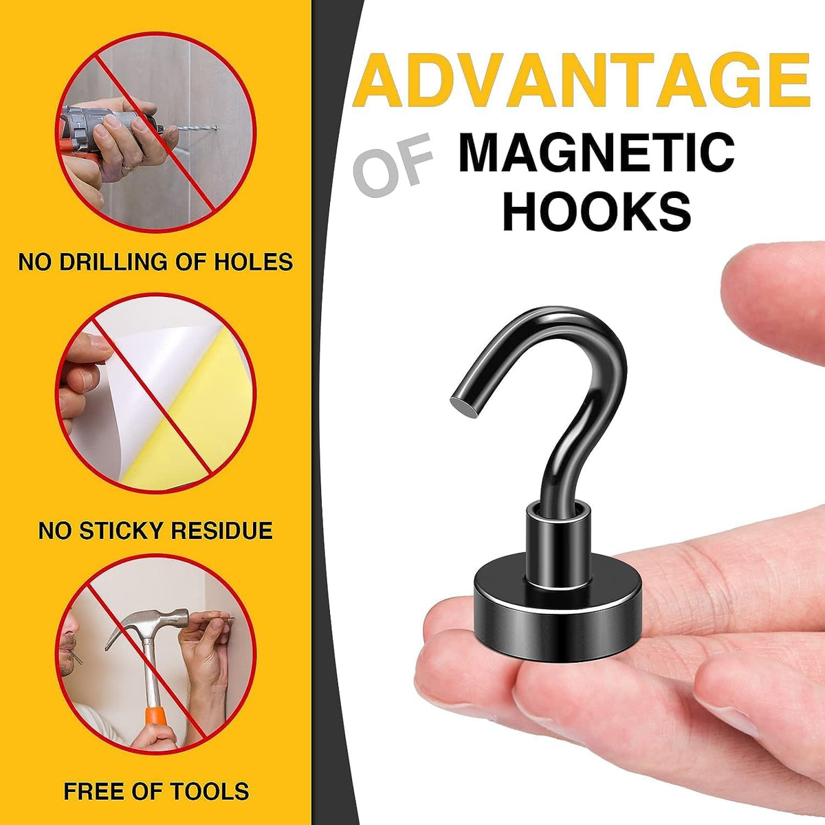DIYMAG Magnetic Hooks, 30Lbs Strong Heavy Duty Cruise Magnet S-Hooks for Classroom, Fridge, Hanging, Cabins, Grill, Kitchen, Garage, Workplace and Office Etc, (150 Pack-Black),Screw in Hook