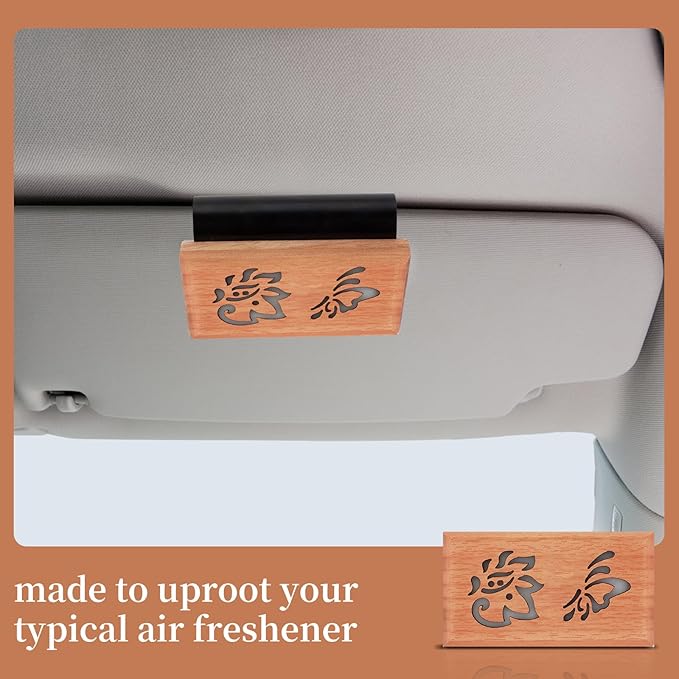 Wood Car Air Freshener - Car Odor Eliminator for Visor Clip, Vehicle Scent Diffuser for Cabin, Truck & SUV (Amber)