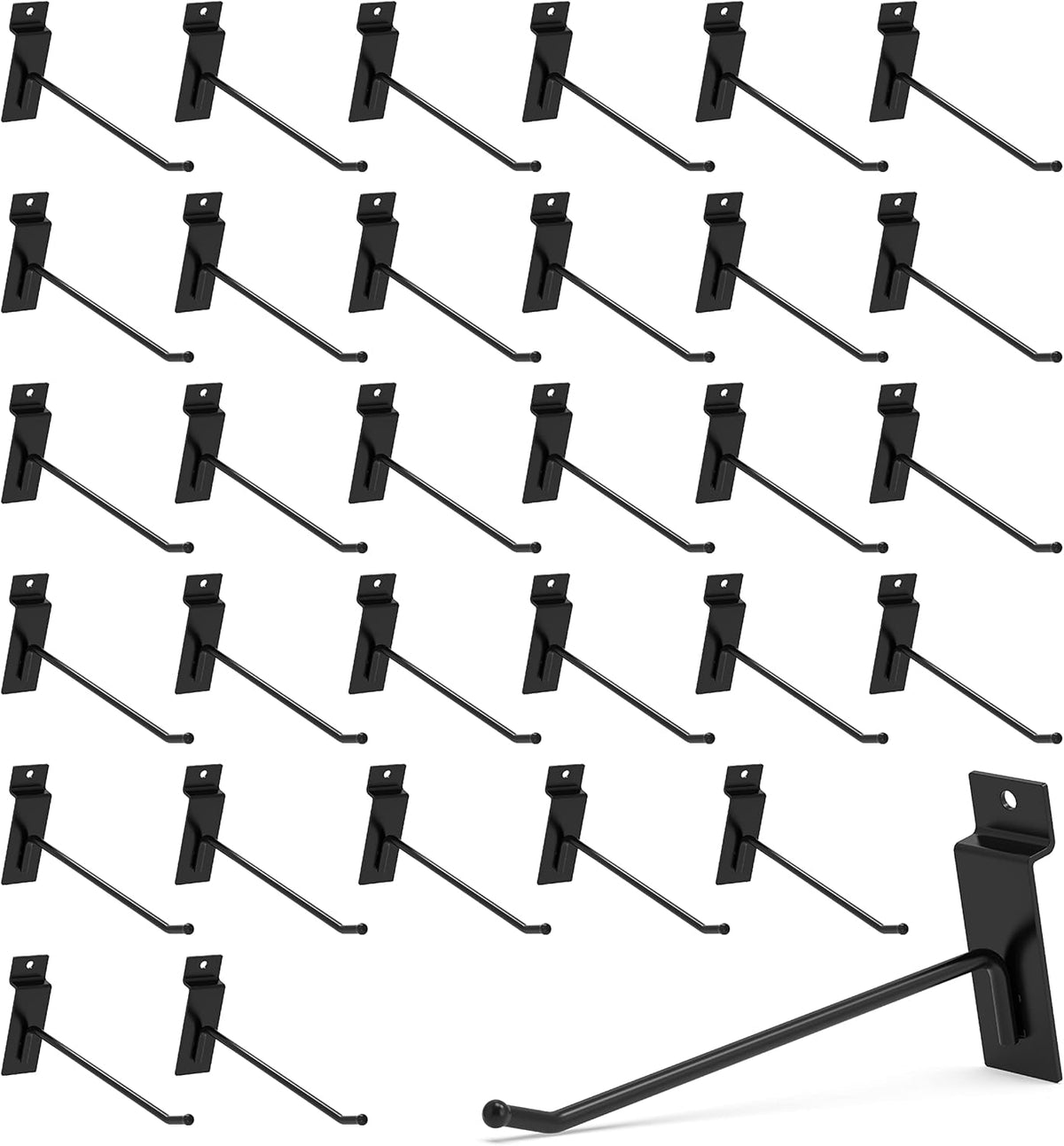unp POETISKE Slatwall Hooks 32PC 10 Inch Slatwall Accessories Slatwall Panel Hooks Garage Organization Slat Wall Hooks Heavy Duty Pegboard Gridwall Hooks Display Hooks for Retail Black