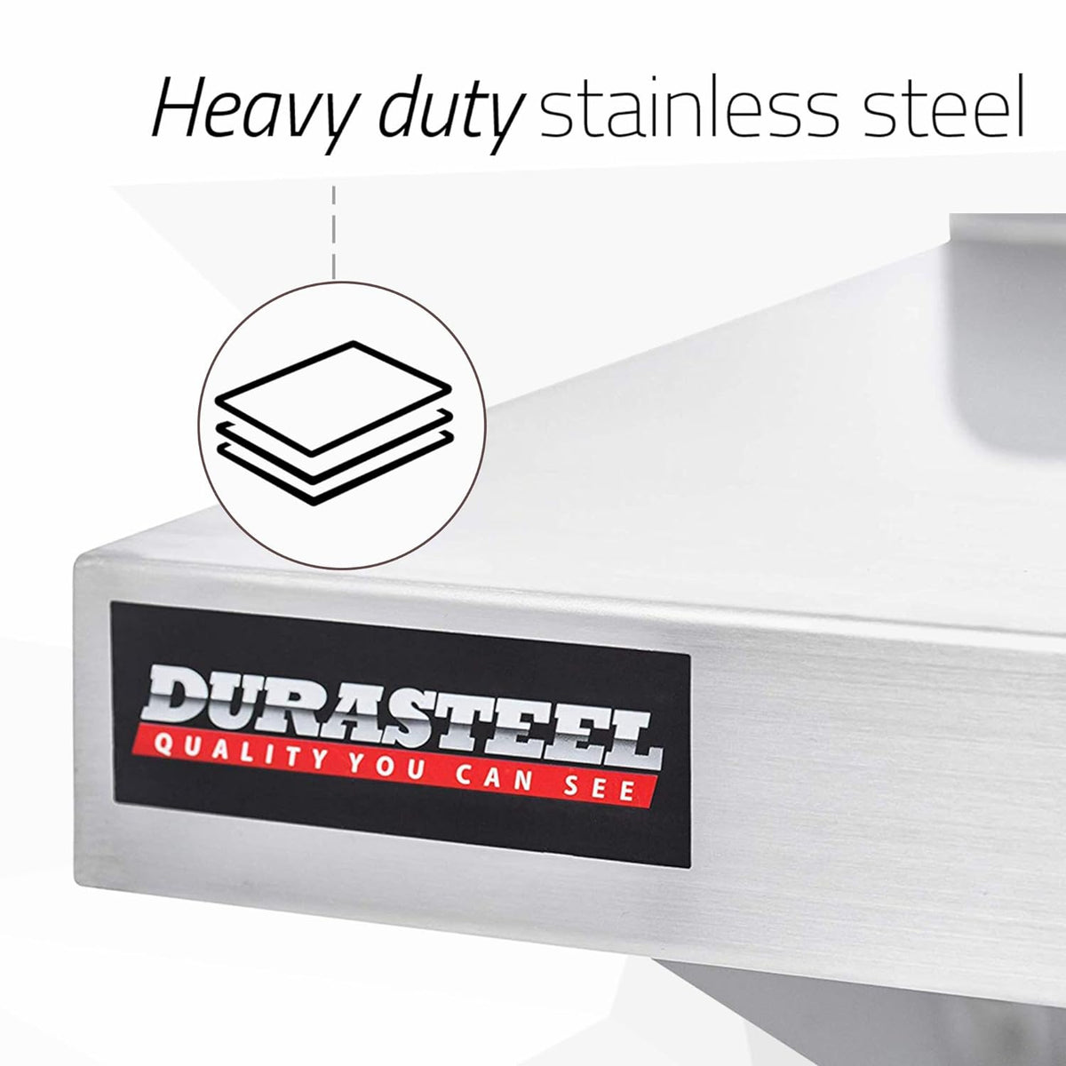 DuraSteel Stainless Steel Wall Mount Shelf 24" Wide x 14" Deep Commercial Grade - NSF Certified - Good for Restaurant, Bar, Home, Kitchen, Laundry, Garage and Utility Room