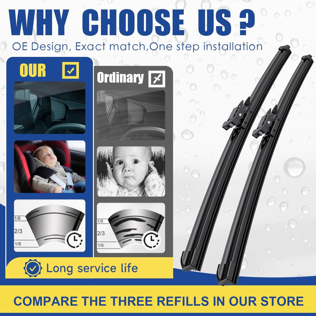 3 wipers Replacement For 2011-2016 2017 2018 2019 2020 2021 2022 2023 Ford Explorer Original Equipment Front and Rear Windshield Wiper Blades Set 26"+22"+11" (Set of 3) Pinch Tab
