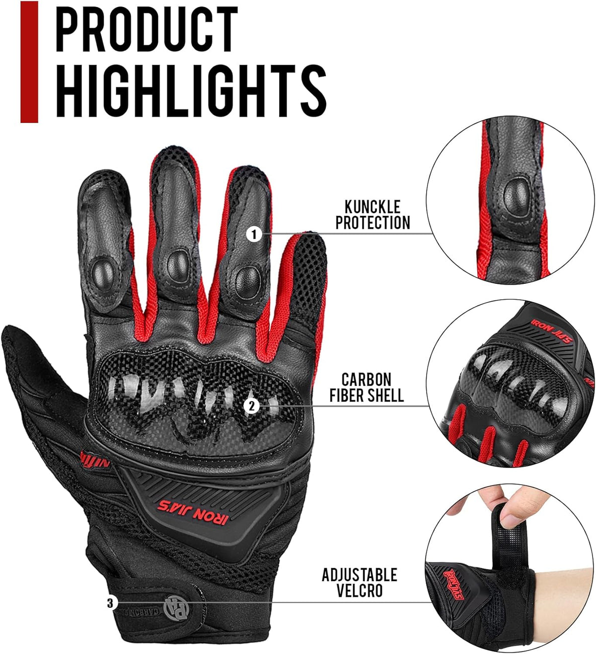 Motorcycle Gloves Touch Screen for Men Women Padding Hard Knuckle Cycling Motorbike ATV Hiking Riding Climbing Glove