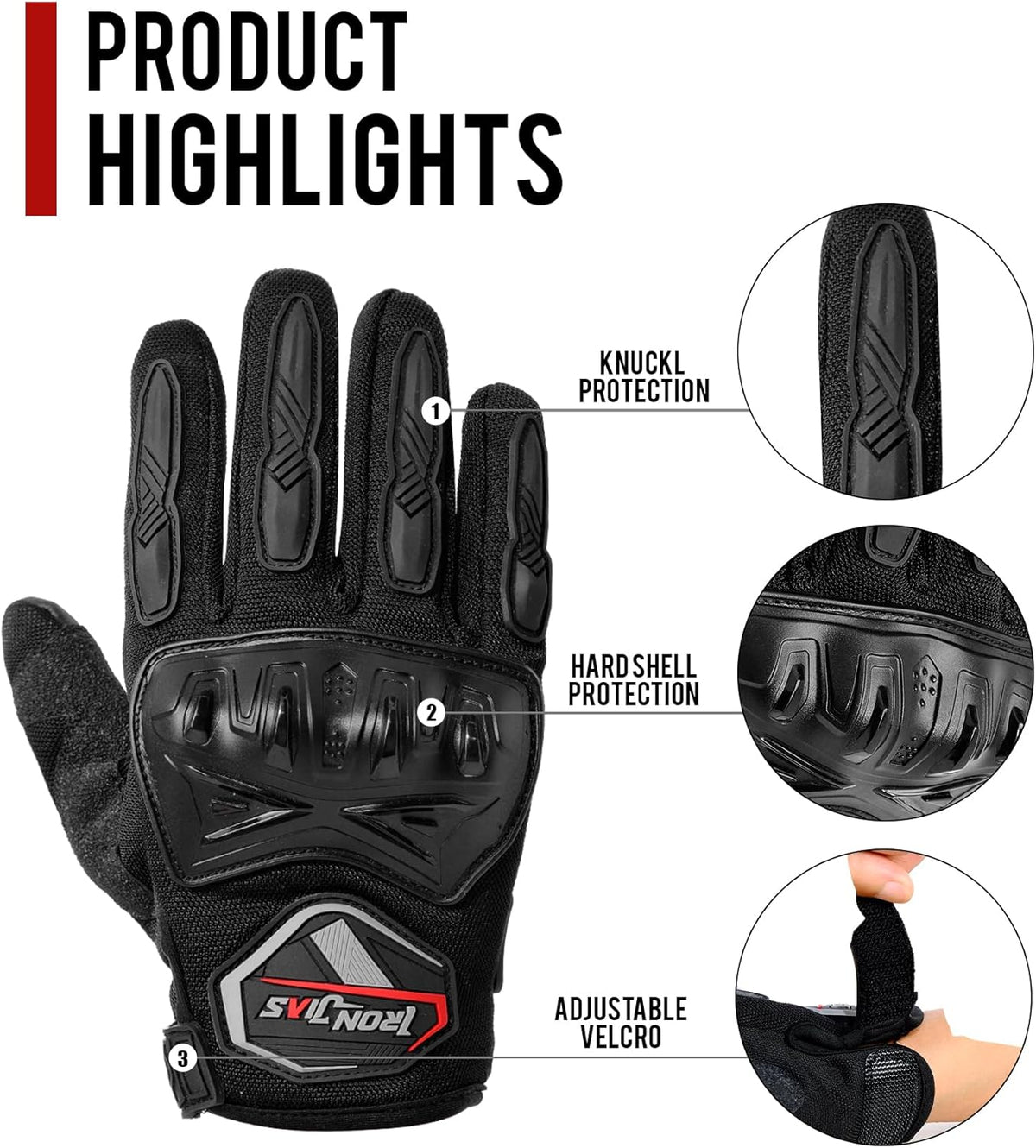 BORLENI Motorcycle Riding Gloves Touch Screen Full Finger Glove Motocross Road Racing Bike Outdoor Sports for Women Men