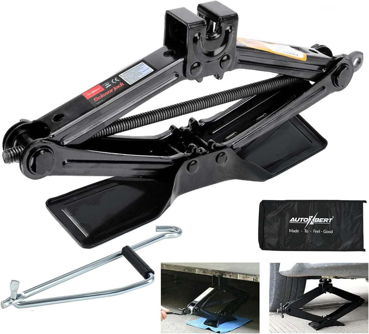 Car Jack Kit Scissor Jack for Car-2Ton(4409lbs),Portable Jack Tire Change Kit Deal for SUV Auto with Crank Handle,Heavy Duty Steel,Black
