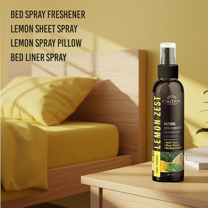 Lemon Zest Natural Air Freshener Spray for Home— Citrus Scent Non-Toxic Odor Eliminator, Long Lasting Freshness — Pet Odor Eliminator, Bathroom Spray, Room Deodorizer—Safe for Kids & Pets - 1PK 4 Oz
