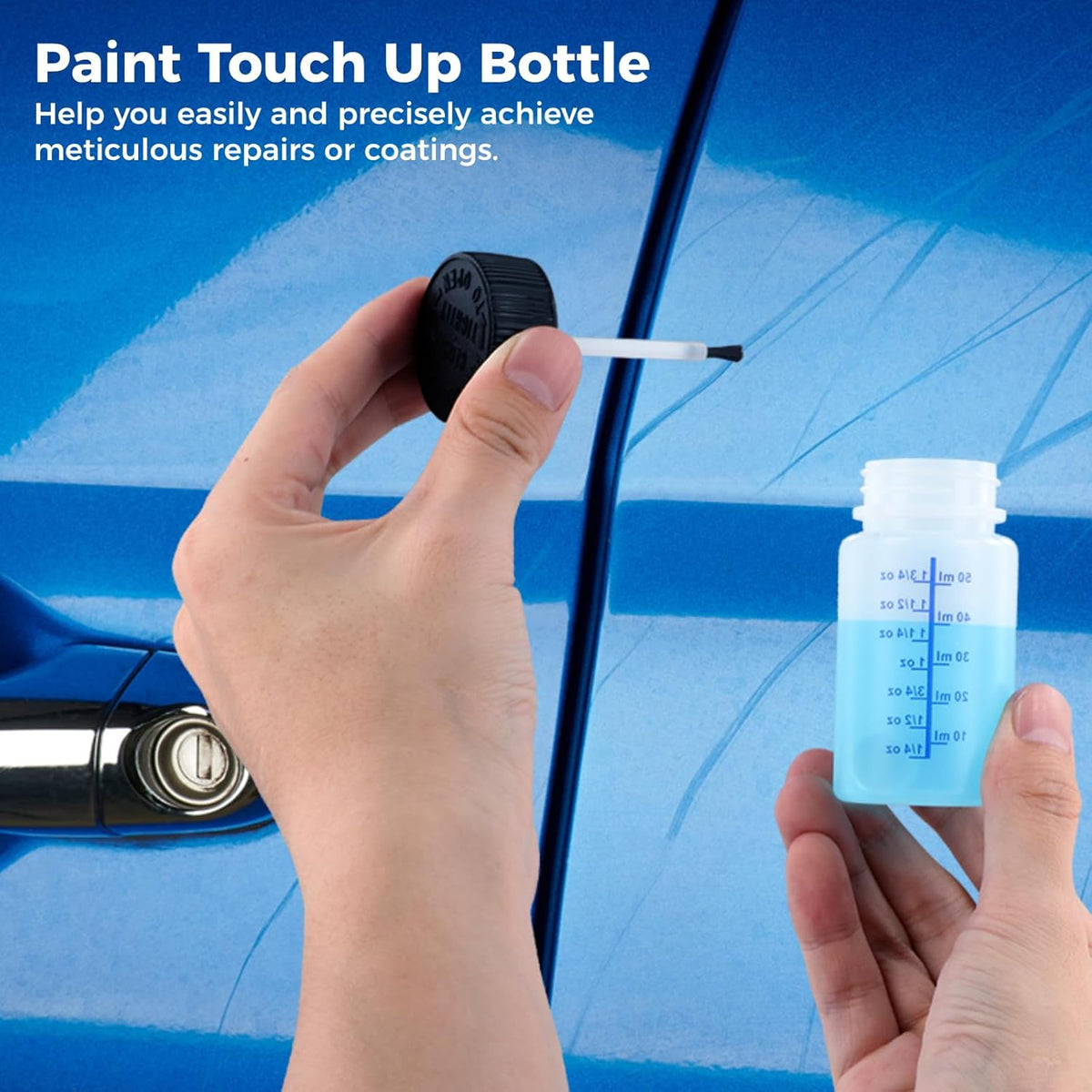 60 Pcs 2 Oz Touch Up Paint Container - Empty Paint Touch Up Bottles with Brush, Safe Lids, and Mixing Balls for Fixing Car Scratches