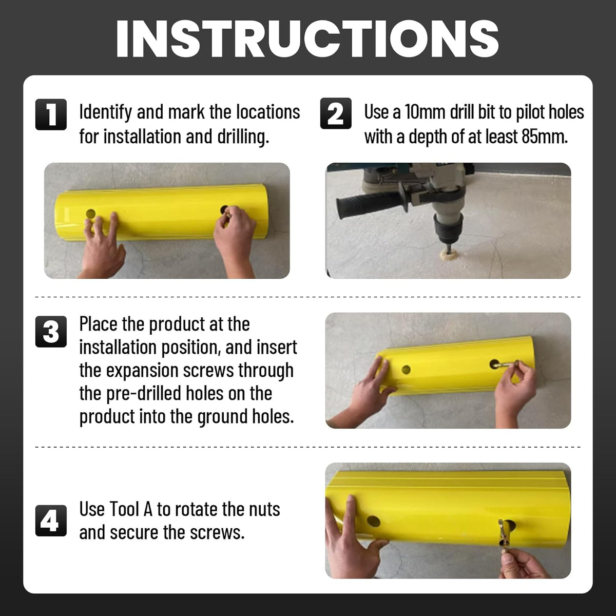 Garage Tire Stops for Garage Floor High-Visibility, 2 Pack 3.1" Higher Block Bumpers for Parking Car SUV Truck, Heavy Duty Car Wheel Stopper for Driveway Outdoor, Easy Installation
