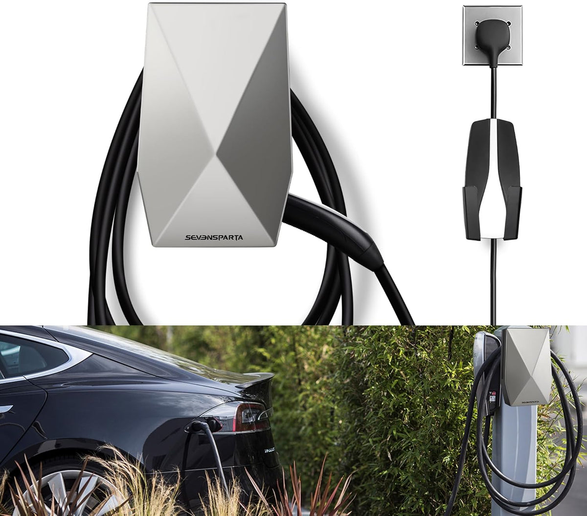 Upgraded Aluminum Charging Cable Holder with Chassis Bracket Compatible with Tesla Cybertruck Model 3 Model Y Model X Model S Charger Cable Organizer Accessories for Wall Connector,Improved Slot