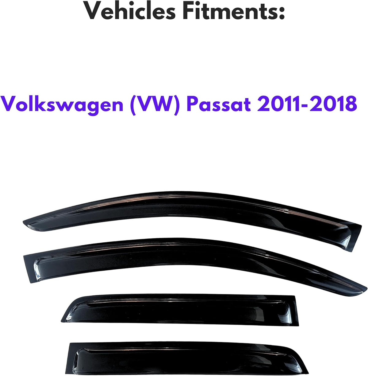 KPY Window Visor Compatible with Volkswagen (VW) Passat 2011-2018, Rain Guard Window Vent Deflectors Tape-On Style, 2011 2012 2013 2014 2015 2016 2017 2018