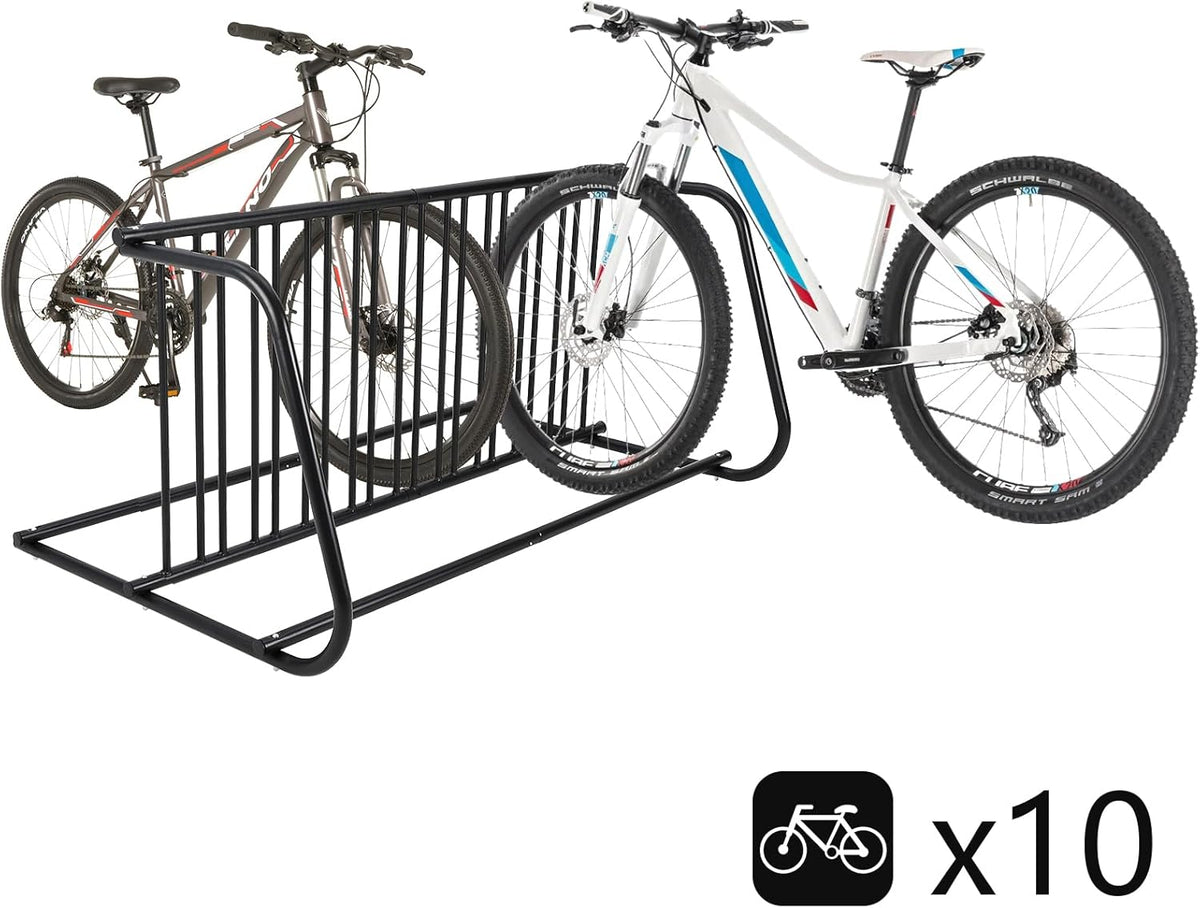 Commercial Bike Rack Garage Floor, Grid Bike Rack in Ground, 10-Bike Capacity Dual Sided Bicycle Storage Stand Floor Parking Stand for Garages, Stores, Schools & Universities Power Coated Steel
