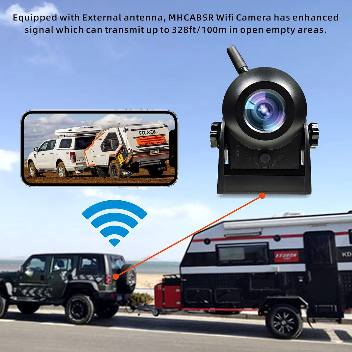 720P WiFi Backup Camera-Wireless Magnetic Reversing Camera with Rechargeable Battery, for Hitching Gooseneck Horse/Fifth Wheels Camper/RV/Trailer/Truck/Minivan, IP68 Waterproof