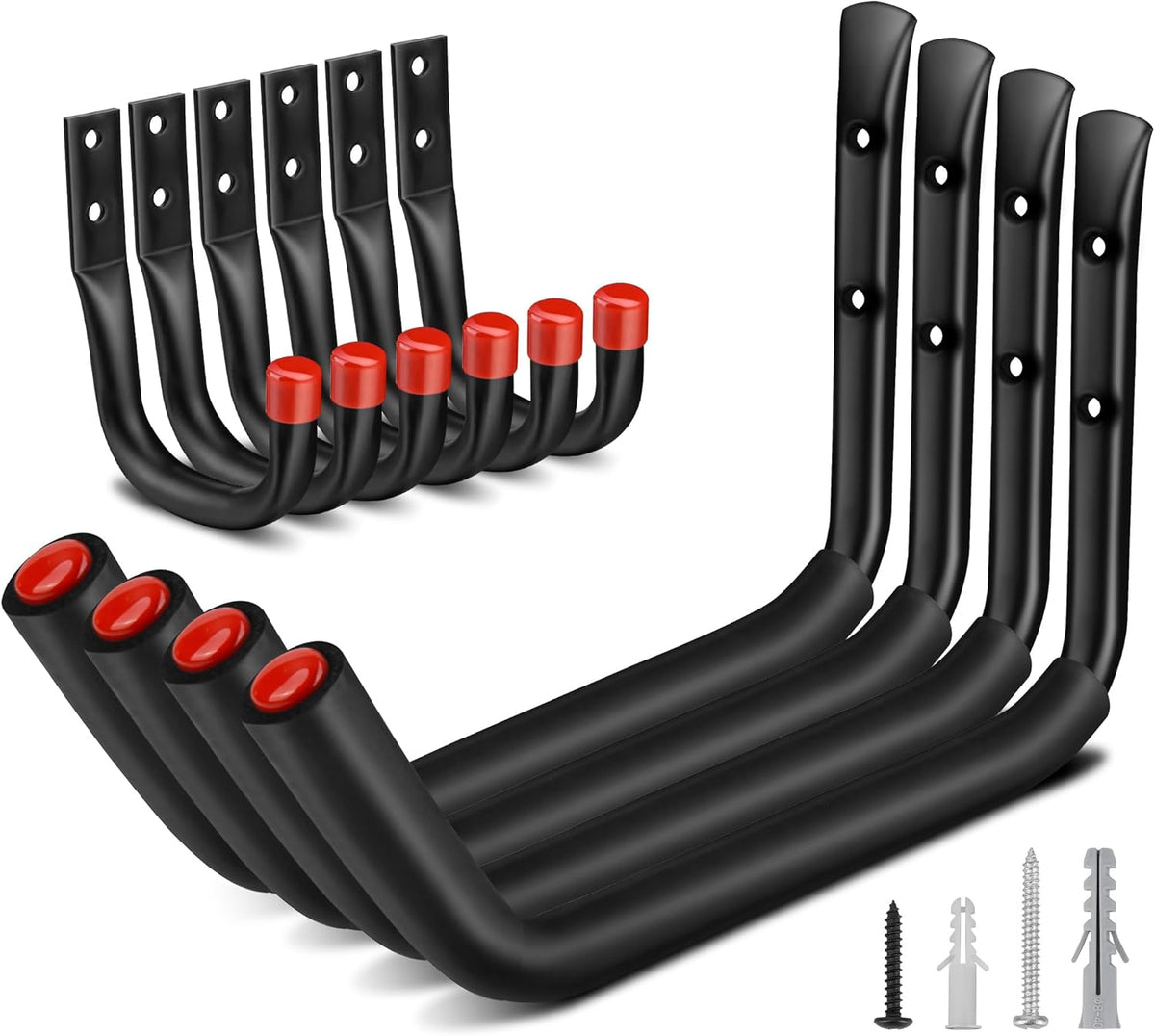 Nacial 10 Pack Garage Hooks Heavy Duty, 15" & 3.5" Kayak Storage Hook with EVA Pads, 100LBS Capacity Garage Hooks for Hanging Bikes, Kayak Folding Chairs and Hanging Ladders, Father's Day Gifts