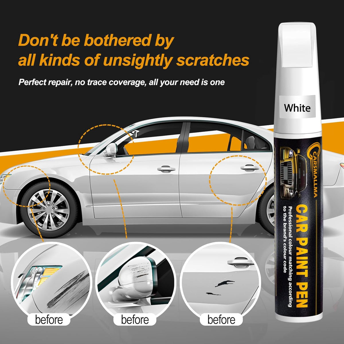 LY9B Brilliant Black Car Touch Up Paint for Audi, Color Accurate Car Paint Scratch Repair Pen Kit Quick & Easy Fix Vehicle Chips and Automotive Nicks Scuff