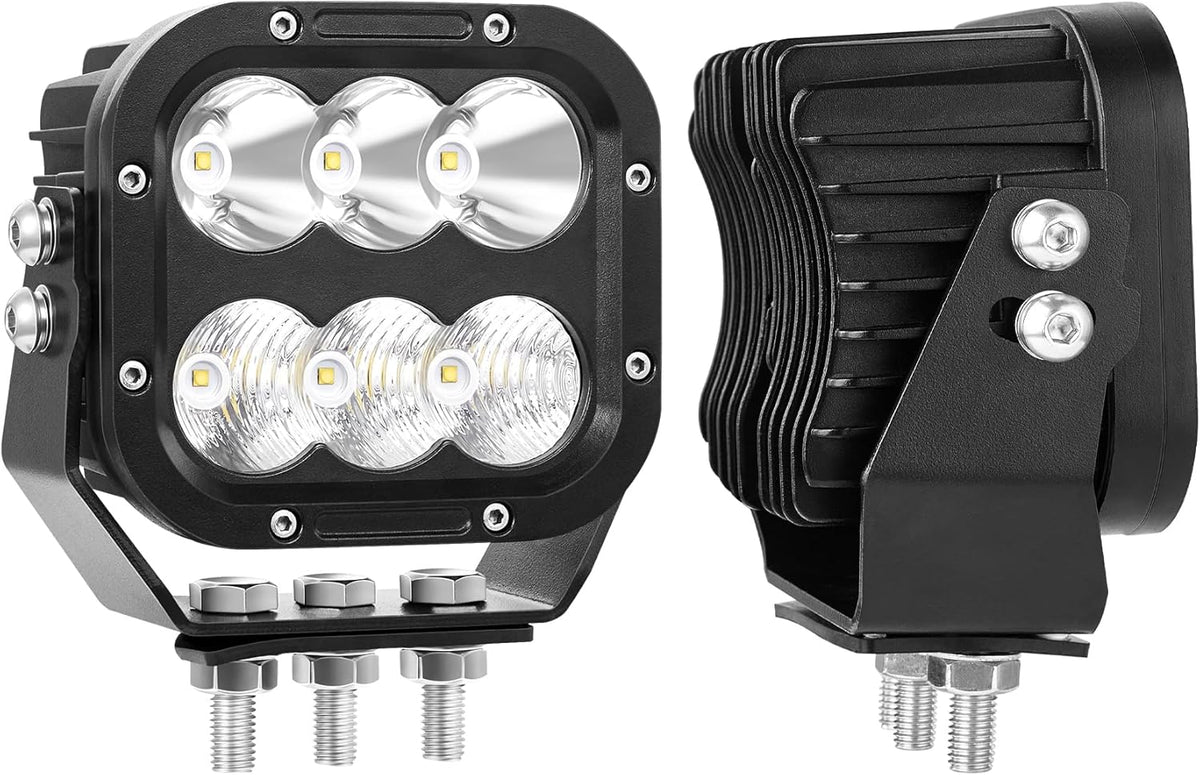 Cube LED Off Road Lights, 5 Inch 120W 10000lm IP68 LED Driving Lights Pods, Ultra Bright Square Combo Beam for Car Boat ATV UTV RV Golf Cart Pickup Tractor Work Lights 12V 24V, Pair