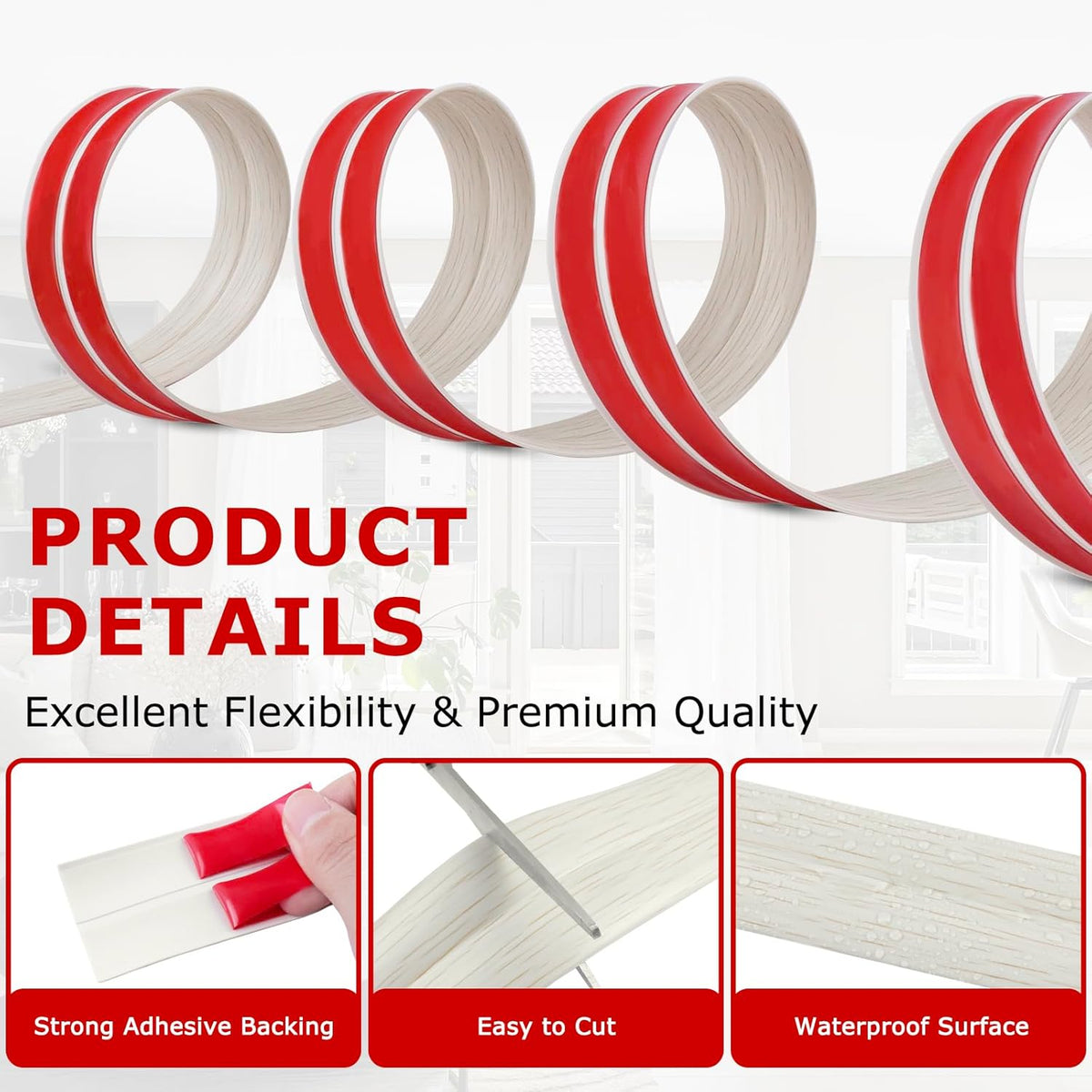 Flexible Wall Corner Protector Moulding Trim Peel and Stick Wall Corner Guards Edge Protector Self Adhesive Molding Trim Strip for Edge Ceiling (Beige Wood Grain, 0.8 in x 10 Ft)