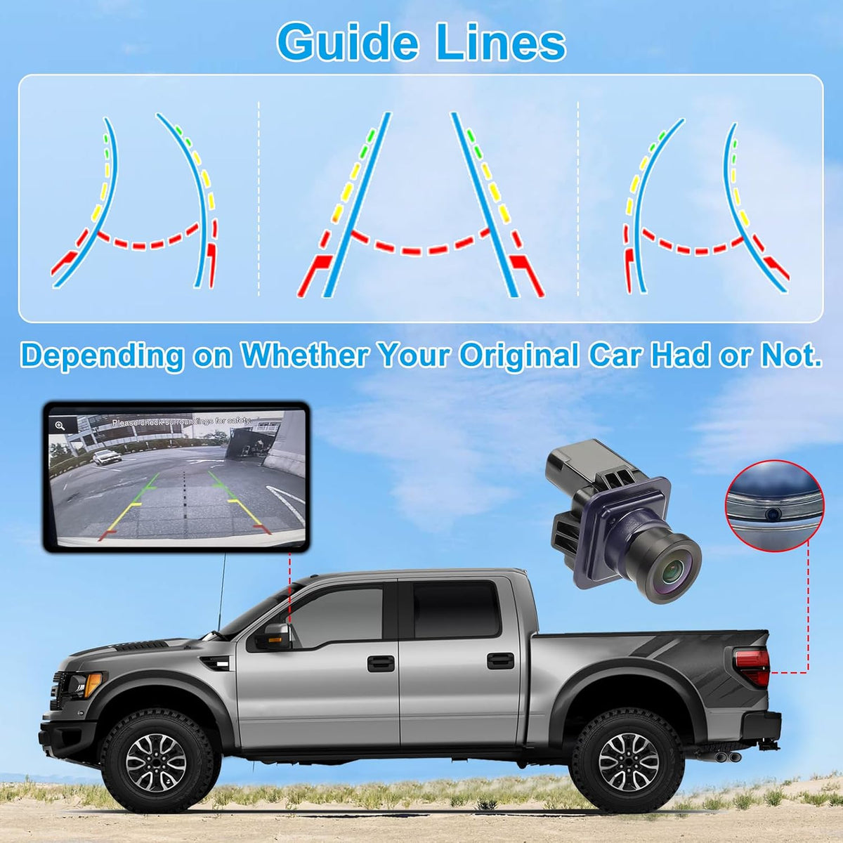 F150 Backup Camera Rear View Parking Assist Camera 170° HD Night Vision Compatible with Ford F150 2010-2014 Mustang 2015-2020 Lincoln MKC 2015-2019 EL3T-19G490-AA EL3Z-19G490-D BL3Z-19G490-B