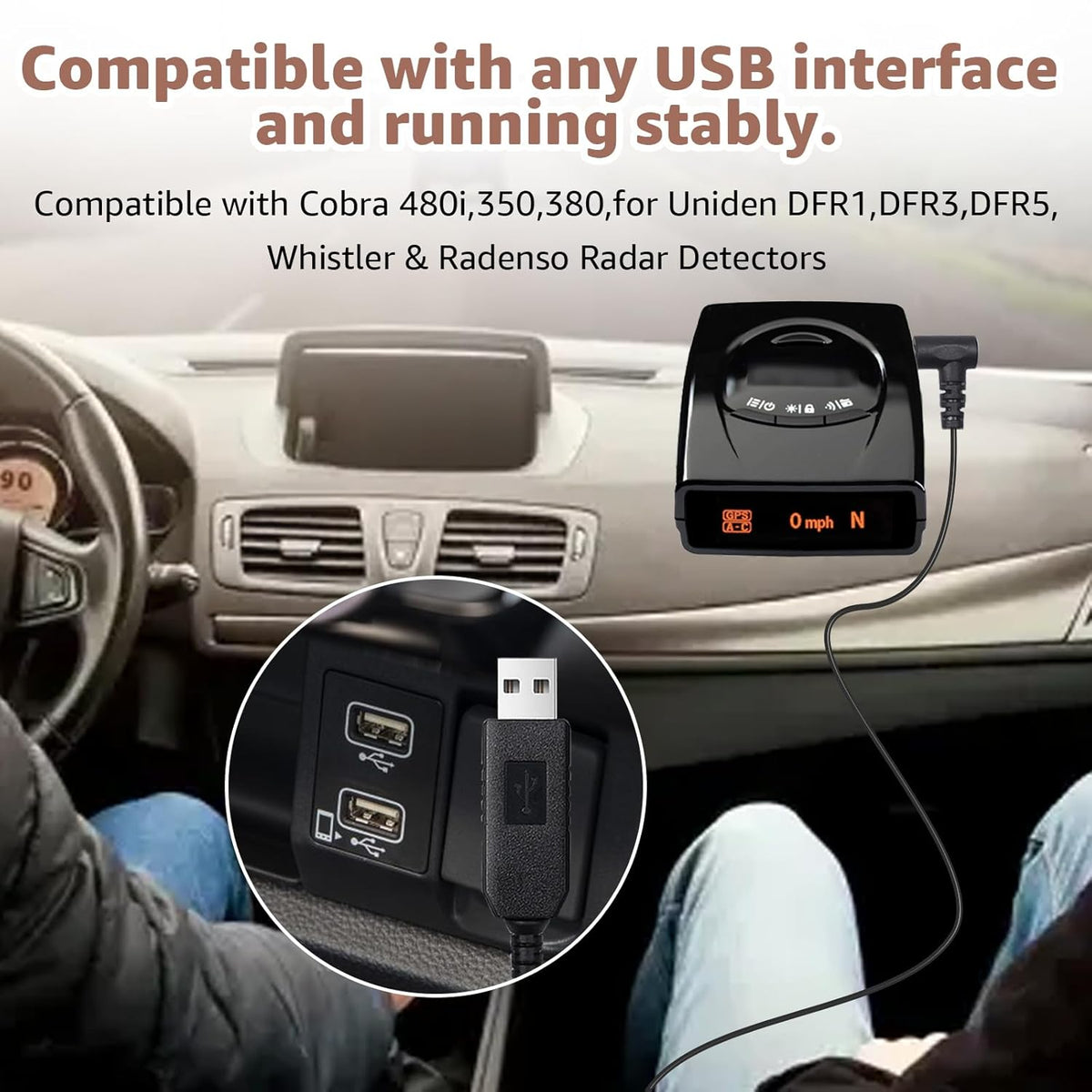 USB to DC3.5 Radar Detector Power Cable,USB C 5V-12V Power Cord Compatible with Cobra RAD 480i,350,380,Uniden DFR1,DFR3,DFR5,Whistler & Radenso Radar Detectors
