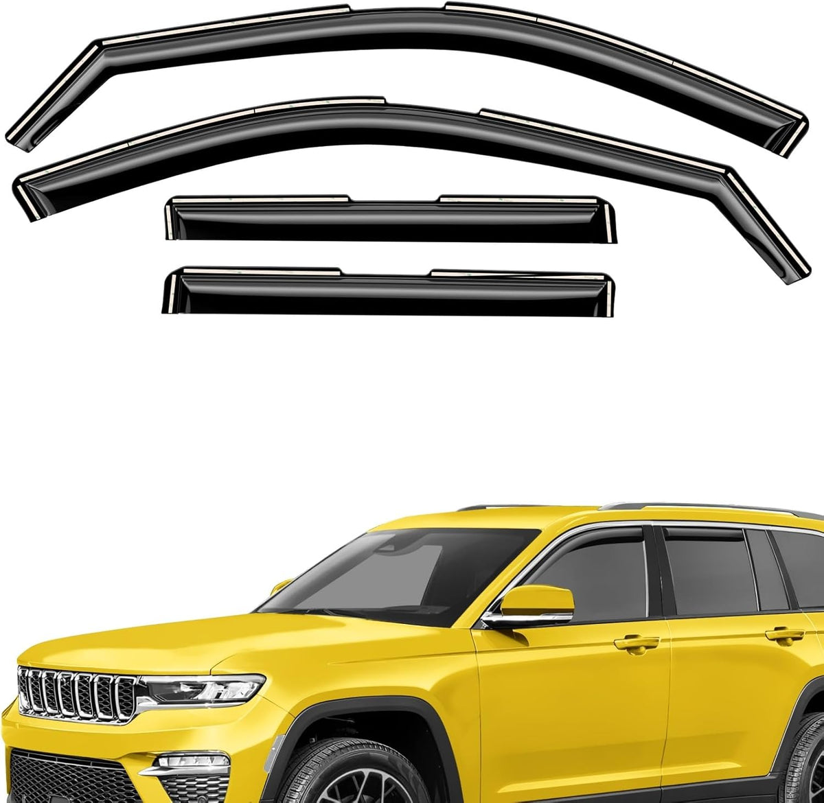 Extra Durable Window Deflectors in-Channel Window Visors Rain Guards Fit for Jeep Grand Cherokee 2022-2025, Sun Visors, Wind Vent for Shades, Exterior Car Accessories - 4pcs. AG0844