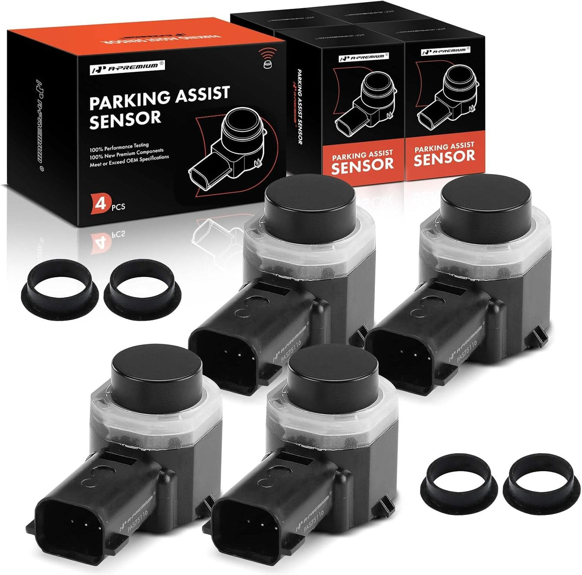 A-Premium 4-PC Reverse Backup Parking Assist Aid Sensor Compatible with Ford Models - F-150 F150, F-250/F-350/F-450/F-550 Super Duty, 2015 2016 2017 2018 2019 2020