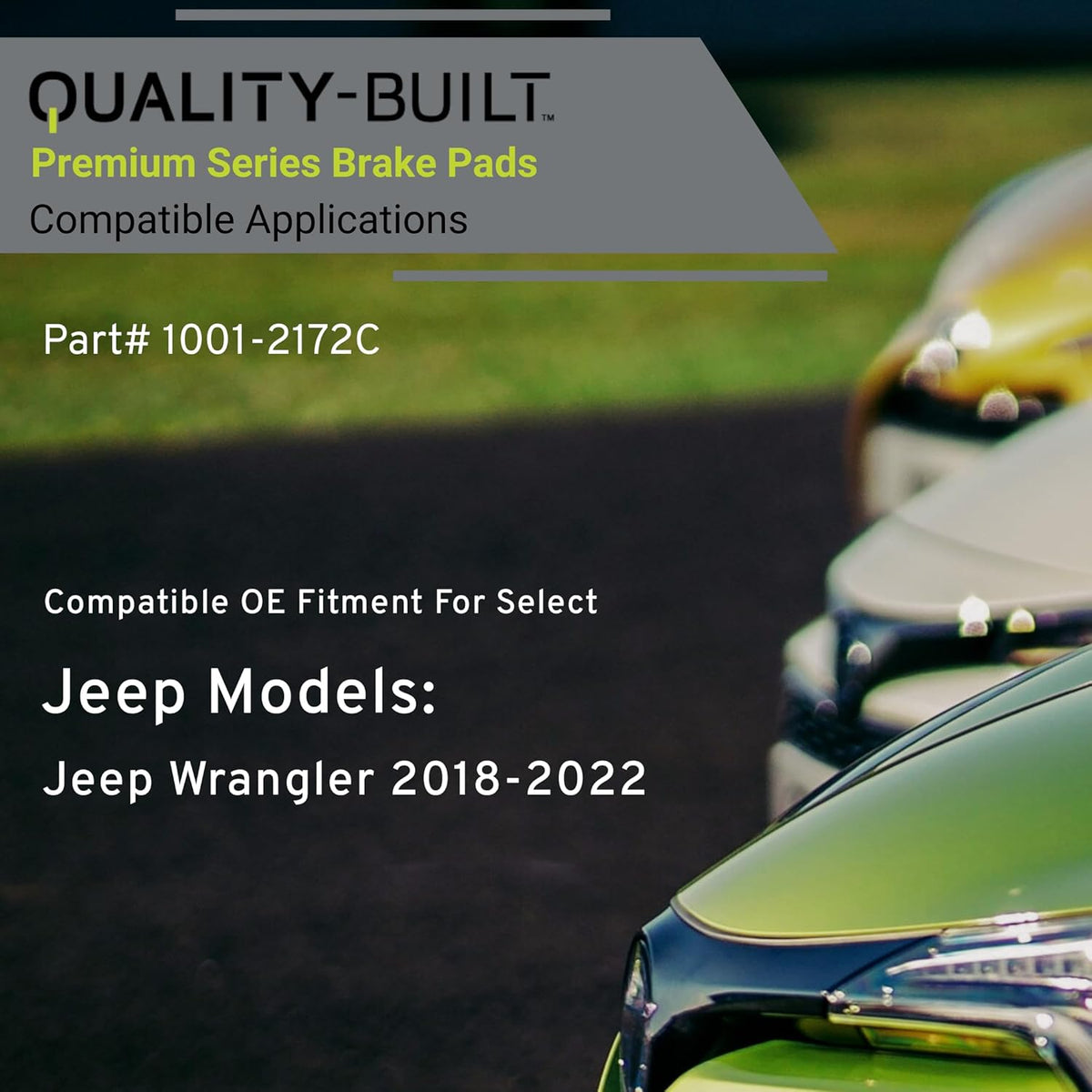 Premium Ceramic Rear Brake Pads (1001-2172C) Compatible with Jeep Wrangler 2018-2022