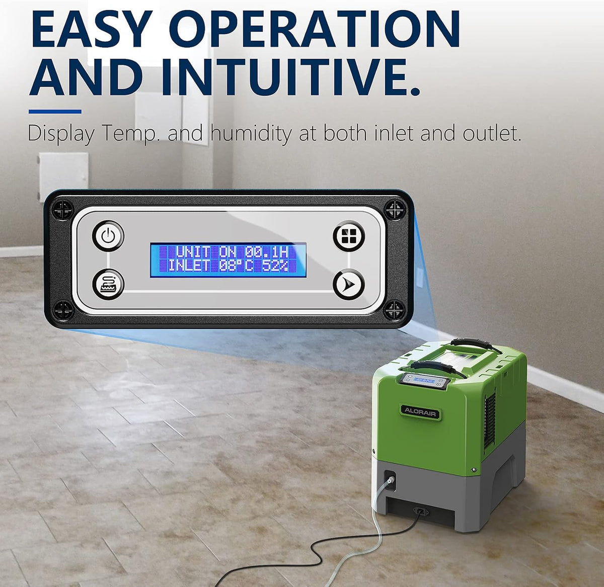 ALORAIR App Control Commercial Dehumidifier With Pump Industrial Dehumidifiers with Drain Hose, for Water Damage Restore, Flood Repair, Large Space, Job Sites (Green)