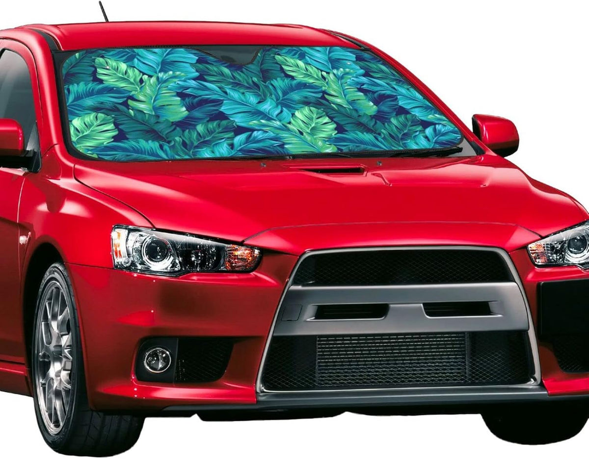 Tropical Leaves Car Windshield Sunshade Front Window Sun Visor Protector Foldable Shield Cover for Truck SUV