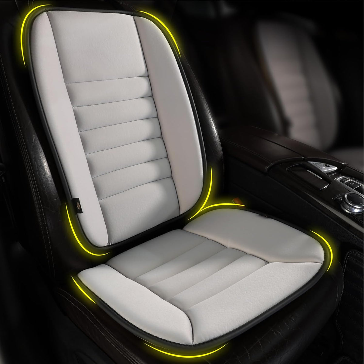 kingphenix Car Seat Cushion with Back Support Pillow: Enhanced Comfort Memory Foam Design for Pain Relief, Ideal for Drivers and Office Use - Ergonomic Lumbar Comfort for Long Sitting - Gray