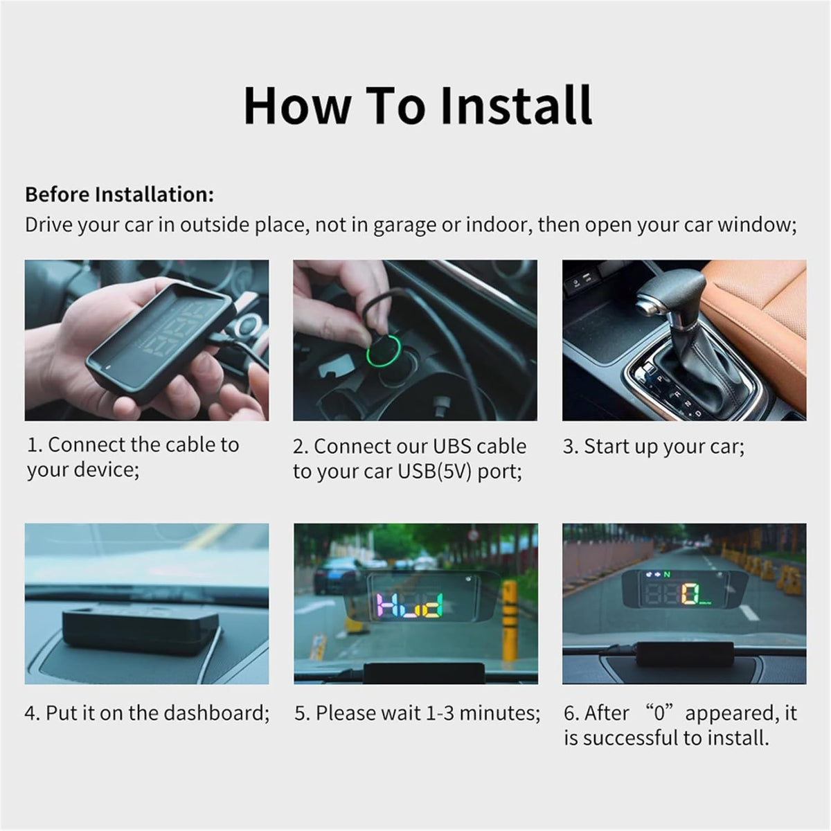 Heads up Display for Cars,HUD,Head up Display for Car,Car Speedometer Display,Automatic Brightness Adjustment,Speeding Alert,USB Cable Plug & Play